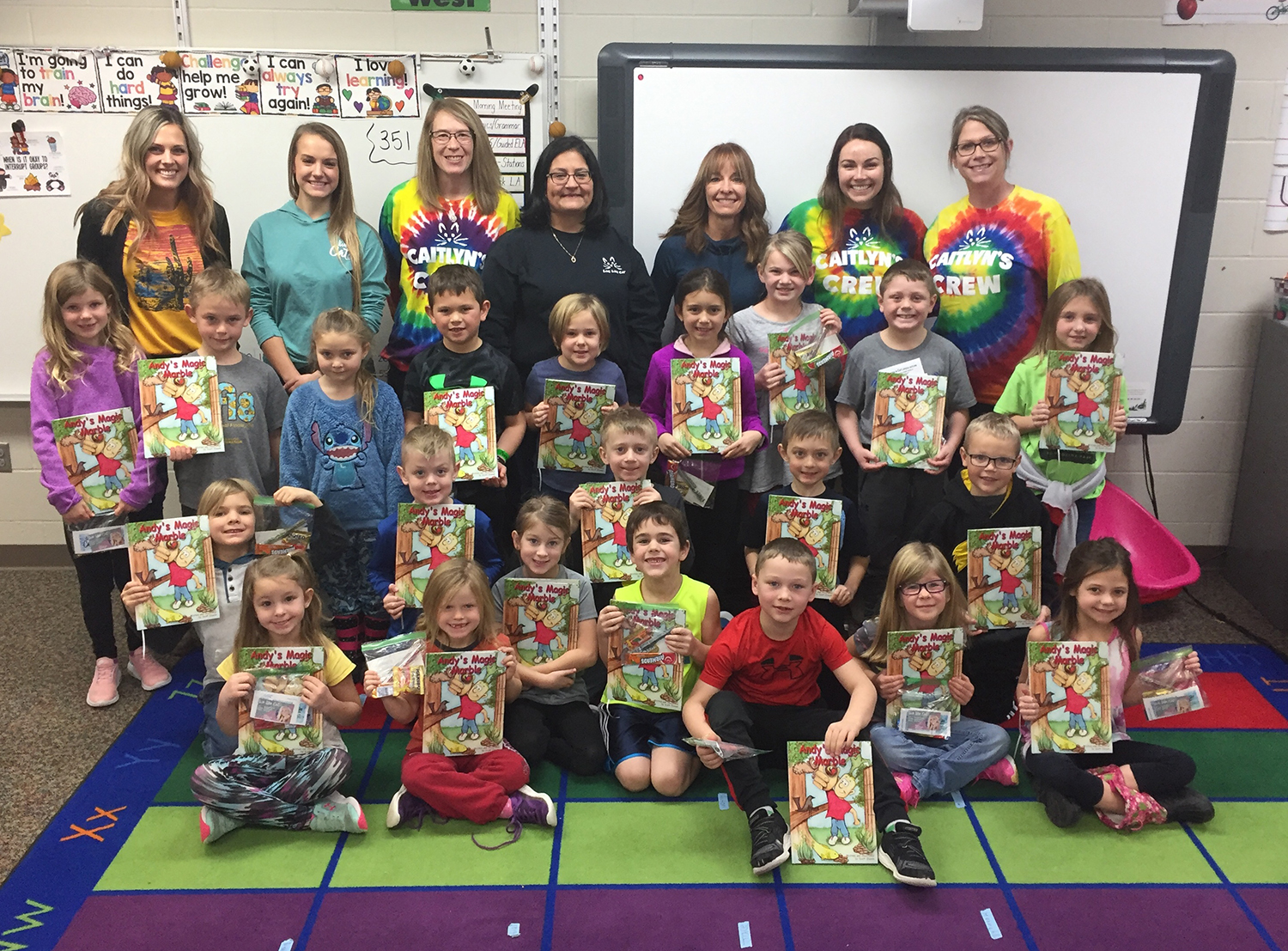 Book giveaway for Mrs. Mriden and Mrs. Bunkers 1st grade room at West Central on Dec 13