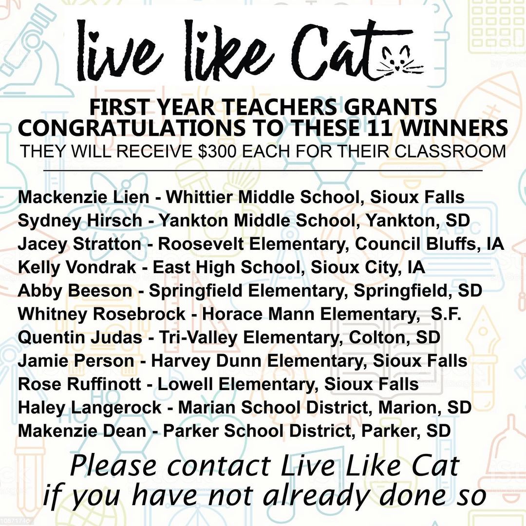 Live Like Cat First Year Teacher Grant 2021