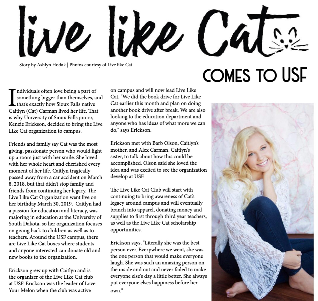 The Live Like Cat organization comes to the USF campus.